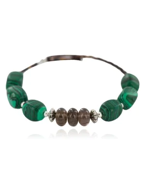 Certified Authentic Navajo Heishi Malachite Smoky Quartz Native American Adjustable Wrap Bracelet 13159-2 Certified Authentic Navajo Heishi Malachite Smoky Quartz Native American Adjustable Wrap Bracelet 13159-2