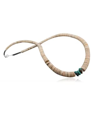 Certified Authentic Navajo Native .925 Sterling Silver Graduated Heishi, Turquoise Native American Necklace 15560-3