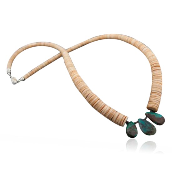 Certified Authentic Navajo Native .925 Sterling Silver Graduated Melon Shell and Turquoise DROP Native American Necklace 390591394132 Certified Authentic Navajo Native .925 Sterling Silver Graduated Melon Shell and Turquoise DROP Native American Necklace 390591394132