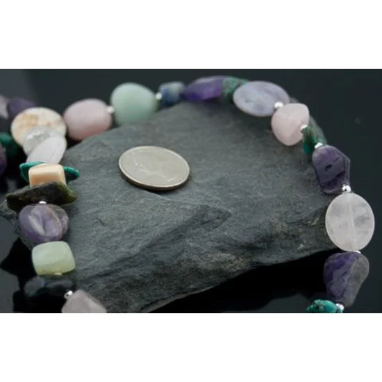Certified Authentic Navajo Native .925 Sterling Silver Multicolor Stones Native American Necklace 750102-96