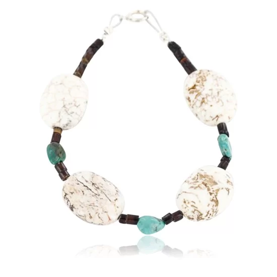 Certified Authentic Navajo NATIVE .925 Sterling Silver WHITE Turquoise Native American Bracelet 371017487123