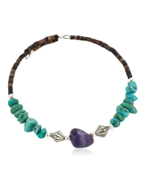 Certified Authentic Navajo Natural Amethyst Heishi Native American Adjustable Wrap Bracelet  13151-65