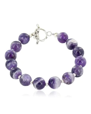 Certified Authentic Navajo Natural Amethyst Native American Bracelet 12884-6