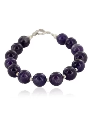 Certified Authentic Navajo Natural Amethyst Native American Bracelet 12945-7