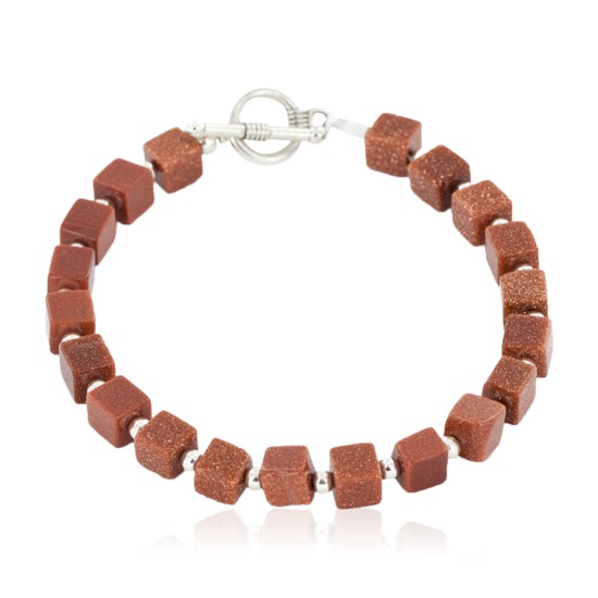 Certified Authentic Navajo Natural Goldstone Native American Bracelet 12884-1 Certified Authentic Navajo Natural Goldstone Native American Bracelet 12884-1