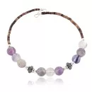 Certified Authentic Navajo Natural Hematite Purple Quartz Heishi Adjustable Wrap Native American Bracelet 13049-1