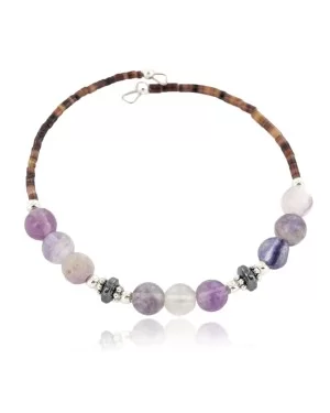 Certified Authentic Navajo Natural Hematite Purple Quartz Heishi Adjustable Wrap Native American Bracelet 13049-1 Certified Authentic Navajo Natural Hematite Purple Quartz Heishi Adjustable Wrap Native American Bracelet 13049-1