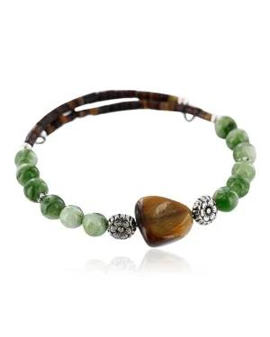 Certified Authentic Navajo Natural TIGER'S EYE and GREEN AGATE Native American Bracelet 371007962397
