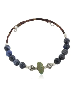 Certified Authentic Navajo Natural Tuquoise Heishi Lapis Native American Adjustable Wrap Bracelet 13151-52