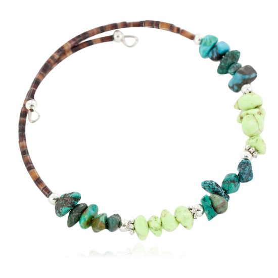 Certified Authentic Navajo Natural Turquoise Gaspeite Heishi Adjustable Wrap Native American Bracelet 13037-7 Certified Authentic Navajo Natural Turquoise Gaspeite Heishi Adjustable Wrap Native American Bracelet 13037-7