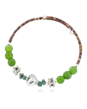 Certified Authentic Navajo Natural Turquoise Green Quartz Heishi Adjustable Wrap Native American Bracelet 13037-1
