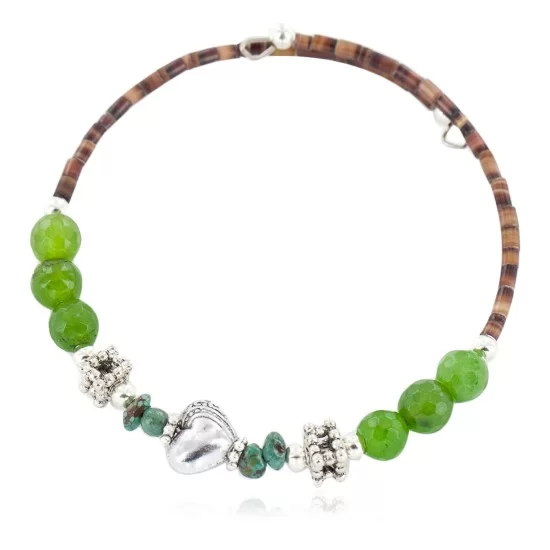 Certified Authentic Navajo Natural Turquoise Green Quartz Heishi Adjustable Wrap Native American Bracelet 13037-1 Certified Authentic Navajo Natural Turquoise Green Quartz Heishi Adjustable Wrap Native American Bracelet 13037-1