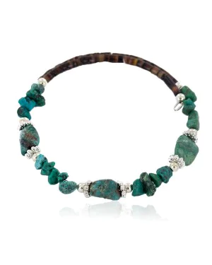 Certified Authentic Navajo Natural Turquoise Heishi Adjustable Wrap Native American Bracelet 12742-77