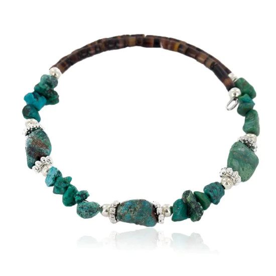 Navajo Natural Turquoise Heishi Adjustable Wrap Bracelet 12742-77 Navajo Natural Turquoise Heishi Adjustable Wrap Bracelet 12742-77