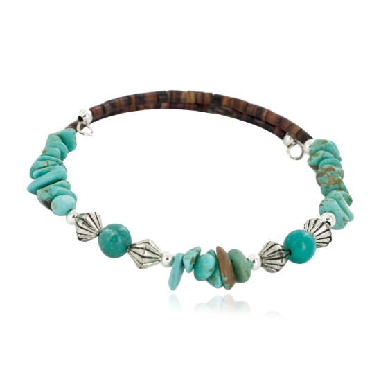 Certified Authentic Navajo Natural Turquoise Heishi Adjustable Wrap Native American Bracelet 12882 Certified Authentic Navajo Natural Turquoise Heishi Adjustable Wrap Native American Bracelet 12882