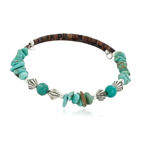 Certified Authentic Navajo Natural Turquoise Heishi Adjustable Wrap Native American Bracelet 12882 Certified Authentic Navajo Natural Turquoise Heishi Adjustable Wrap Native American Bracelet 12882