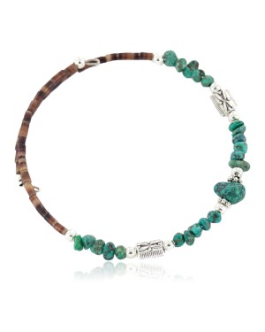 Certified Authentic Navajo Natural Turquoise Heishi Adjustable Wrap Native American Bracelet 13049-16