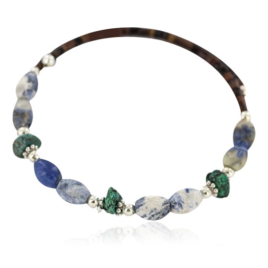 Certified Authentic Navajo Natural Turquoise Heishi Lapis Native American Adjustable Wrap Bracelet 13135-1