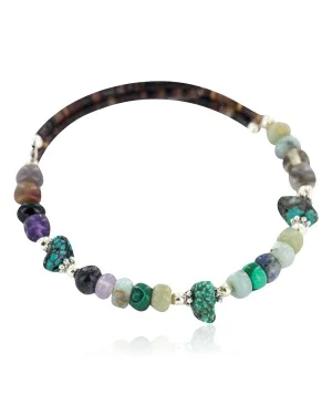 Navajo Natural Turquoise Heishi Multicolor Adjustable Wrap Bracelet 13139-7