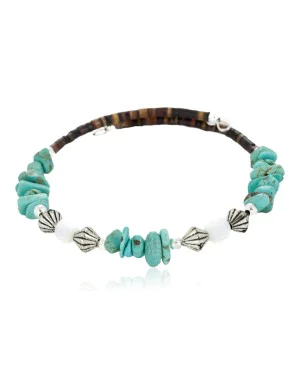 Navajo Natural Turquoise Opalite Heishi Adjustable Wrap Bracelet NB151115000204