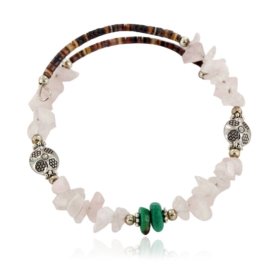 Certified Authentic Navajo Natural Turquoise Pink Quartz Heishi Adjustable Wrap Native American Bracelet 13037-3 Certified Authentic Navajo Natural Turquoise Pink Quartz Heishi Adjustable Wrap Native American Bracelet 13037-3