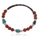 Certified Authentic Navajo Natural Turquoise Red Jasper Heishi Adjustable Wrap Native American Bracelet 12742-78