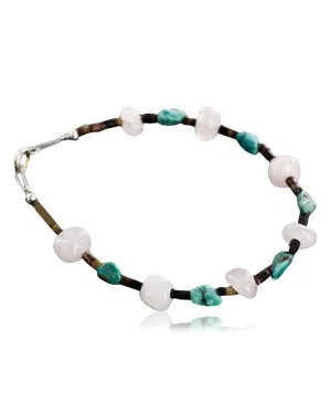 Navajo Natural Turquoise and Quartz Bracelet 12697-107