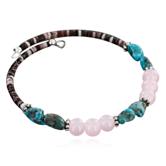 Certified Authentic Navajo Navajo Turquoise and PINK QUARTZ Native American WRAP Bracelet 390862324683 Certified Authentic Navajo Navajo Turquoise and PINK QUARTZ Native American WRAP Bracelet 390862324683