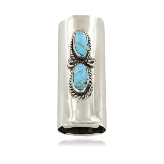 Certified Authentic Navajo Nickel .925 Sterling Silver Natural Turquoise Native American Lighter Case 18123