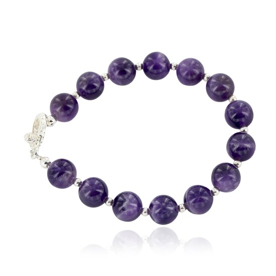 Certified Authentic Navajo Nickel Natural Amethyst Native American Bracelet 13025-2 Certified Authentic Navajo Nickel Natural Amethyst Native American Bracelet 13025-2