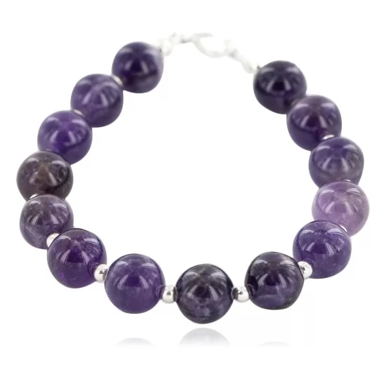Certified Authentic Navajo Nickel Natural Amethyst Native American Bracelet 13064-5 Certified Authentic Navajo Nickel Natural Amethyst Native American Bracelet 13064-5