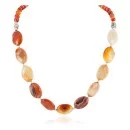 Certified Authentic Navajo Nickel Natural Carnelian Native American Necklace  25303