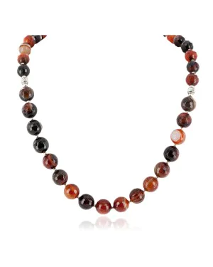 Certified Authentic Navajo Nickel Natural Carnelian Native American Necklace 25304
