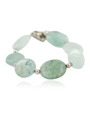 Navajo Green Quartz Bracelet with Nickel Clasp 13039-4