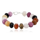Certified Authentic Navajo Nickel Natural Multicolor Quartz Native American Bracelet 12937
