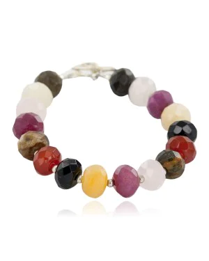 Certified Authentic Navajo Nickel Natural Multicolor Stones Native American Bracelet 13038-12