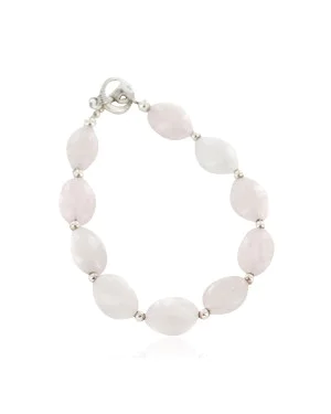 Certified Authentic Navajo Nickel Natural Pink Quartz Native American Bracelet 13048-5