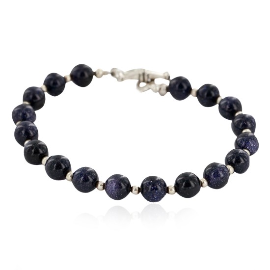 Certified Authentic Navajo Nickel Natural Purple Goldstone Native American Bracelet 13039-15 Certified Authentic Navajo Nickel Natural Purple Goldstone Native American Bracelet 13039-15