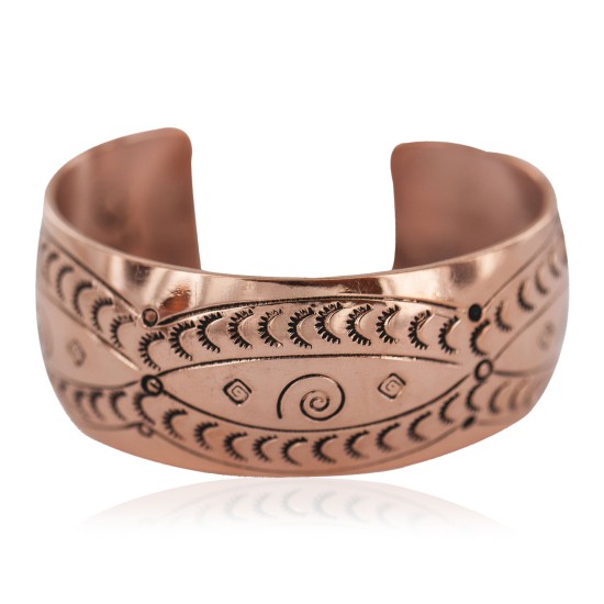 Certified Authentic Navajo Swirl Handmade Native American Pure Copper Bracelet 13125-2