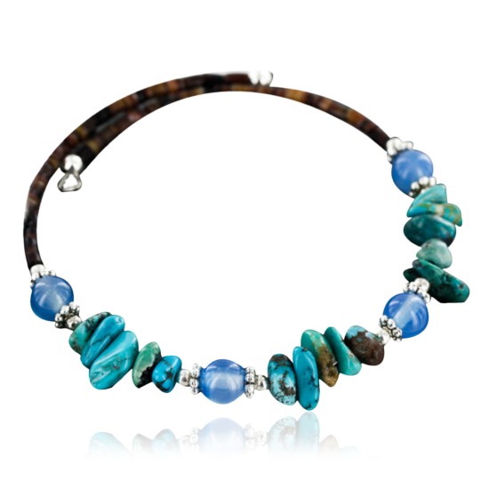 Certified Authentic Navajo Turquoise and Blue QUARTZ Native American WRAP Bracelet 12750
