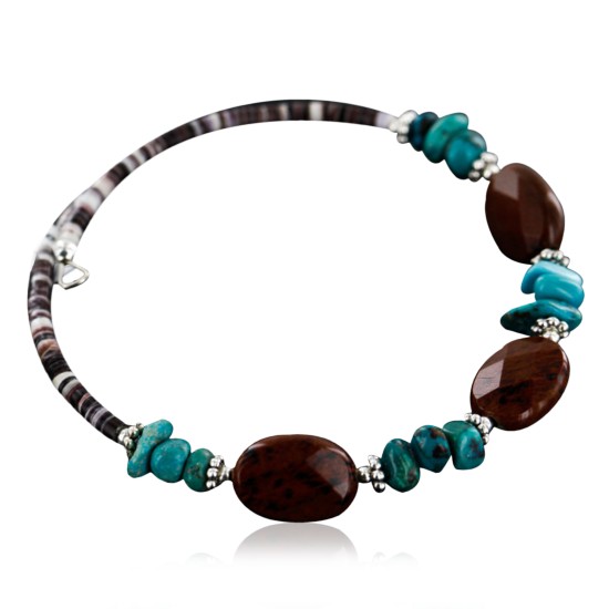 Certified Authentic Navajo Turquoise and Carnelian Native American WRAP Bracelet 12745 Certified Authentic Navajo Turquoise and Carnelian Native American WRAP Bracelet 12745
