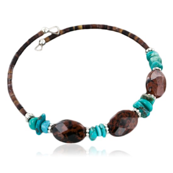 Certified Authentic Navajo Turquoise and Jasper Native American WRAP Bracelet 12742-3 Certified Authentic Navajo Turquoise and Jasper Native American WRAP Bracelet 12742-3
