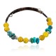 Certified Authentic Navajo Turquoise and Yellow Quartz Native American WRAP Bracelet 12725