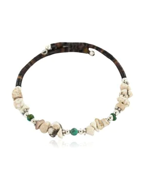 Certified Authentic Navajo White Howlite Heishi Native American Adjustable Wrap Bracelet 13131-2