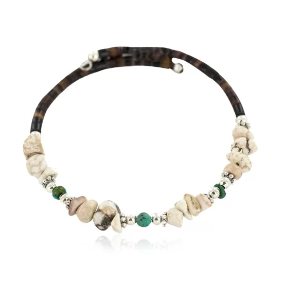 Certified Authentic Navajo White Howlite Heishi Native American Adjustable Wrap Bracelet 13131-2 Certified Authentic Navajo White Howlite Heishi Native American Adjustable Wrap Bracelet 13131-2