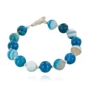 Certified Authentic Nickel Navajo Agate Native American Bracelet 13035-2