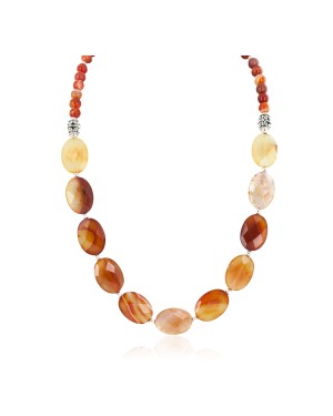 Certified Authentic Nickel Navajo Natural Carnelian Native American Necklace 18265-5