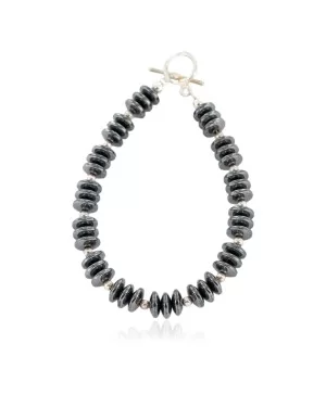 Certified Authentic Nickel Navajo Natural Hematite Native American Bracelet 13038-3