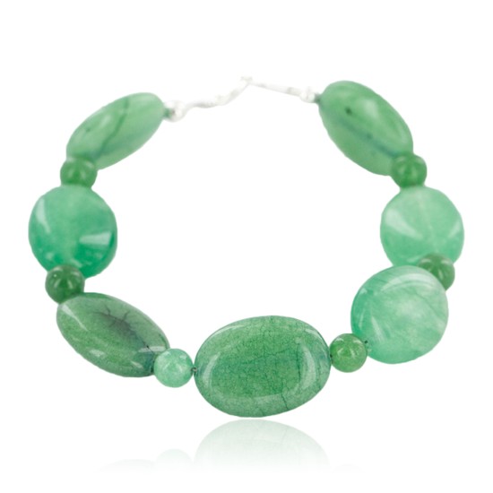 Certified Authentic Nickel Navajo Natural Jade Native American Bracelet 13064-3 Certified Authentic Nickel Navajo Natural Jade Native American Bracelet 13064-3
