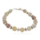 Certified Authentic Nickel Navajo Natural Jasper Native American Bracelet 13035-3